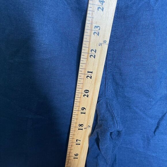 Cappagallo Pants Women's Large Navy Blue Cropped Capri Linen Bland Casual - Picture 9 of 12